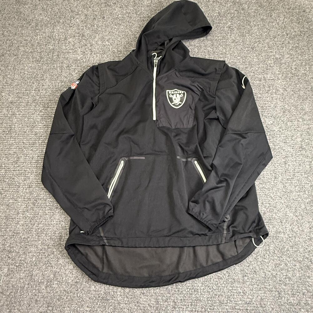 Oakland Raiders Jacket Mens XL Football Nike Shield Hooded Pullover Player Issue